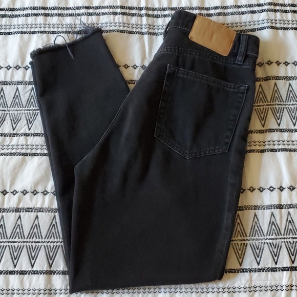 H&M Denim - H&M black high waisted Mom jeans, raw hem